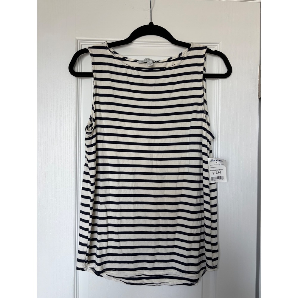 Green Envelope Los Angeles Navy White Striped Sleeveless Tank Top Medium NWT